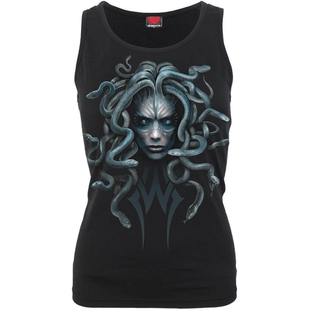 Spiral direct stone gaze womens razor back medusa snakes head Black new